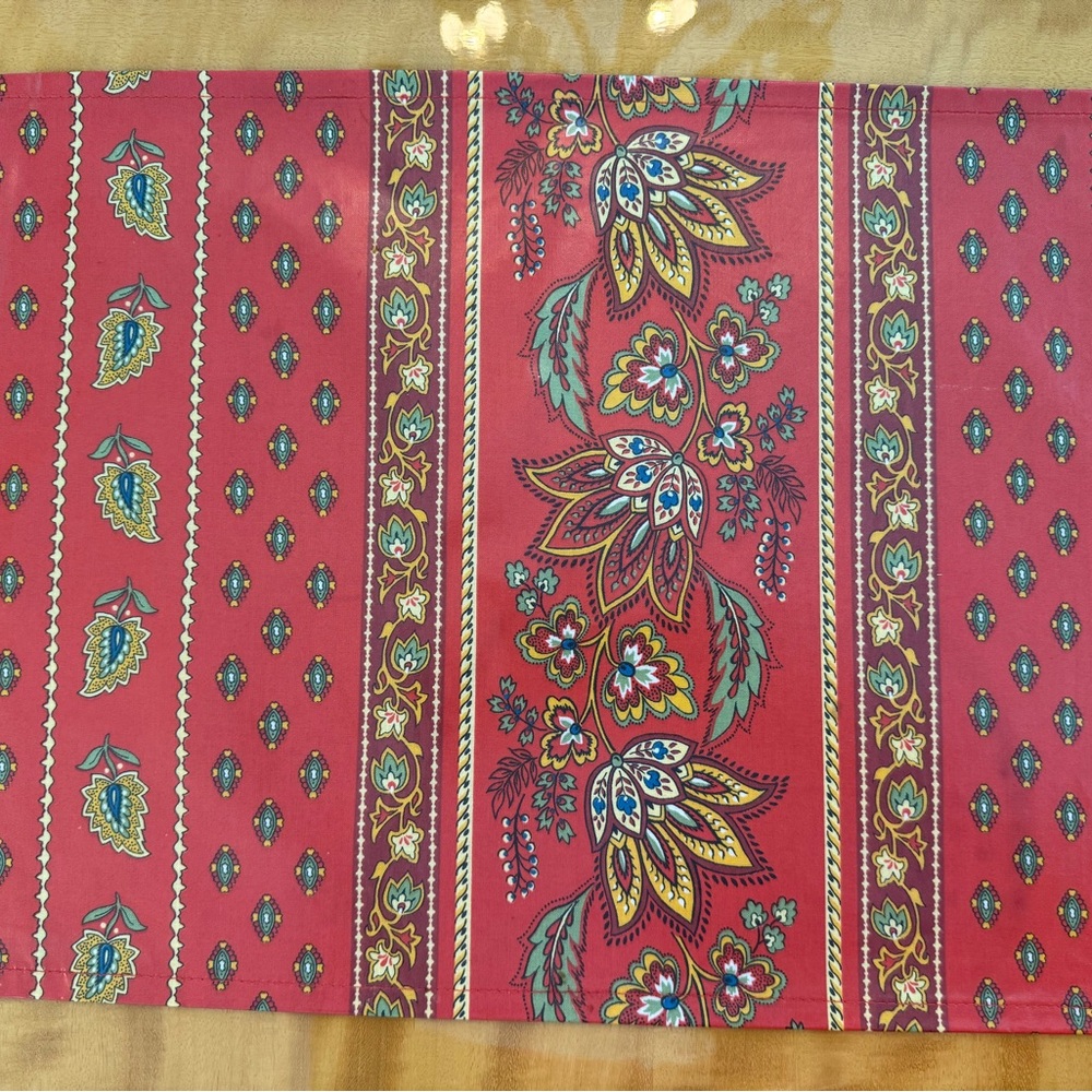 Red Floral Patterned Table Runner